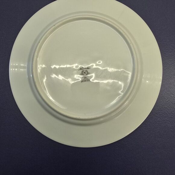 Noritake Ranier 6909 Dinner Plate White Floral & Platinum Trim 10-1/2” Vtg Set 4 - Picture 4 of 5